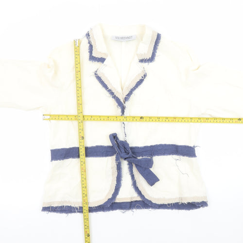 Stormafit Women’s Ivory Linen Blend Belted Blazer Jacket Size 16