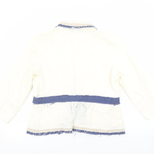 Stormafit Women’s Ivory Linen Blend Belted Blazer Jacket Size 16
