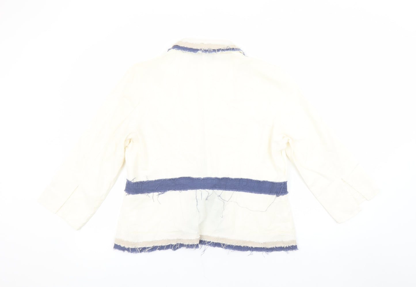 Stormafit Women’s Ivory Linen Blend Belted Blazer Jacket Size 16