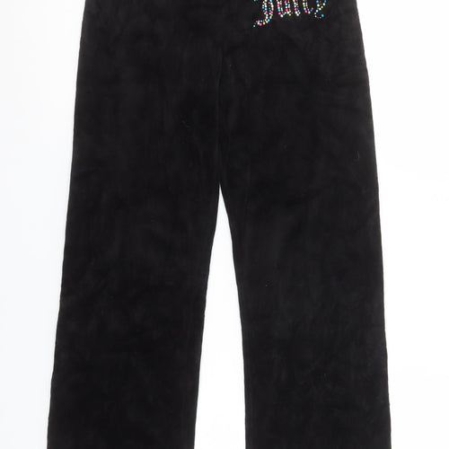 Juicy Couture Girls Black Velour Sweatpants Size 14 Drawstring Waist