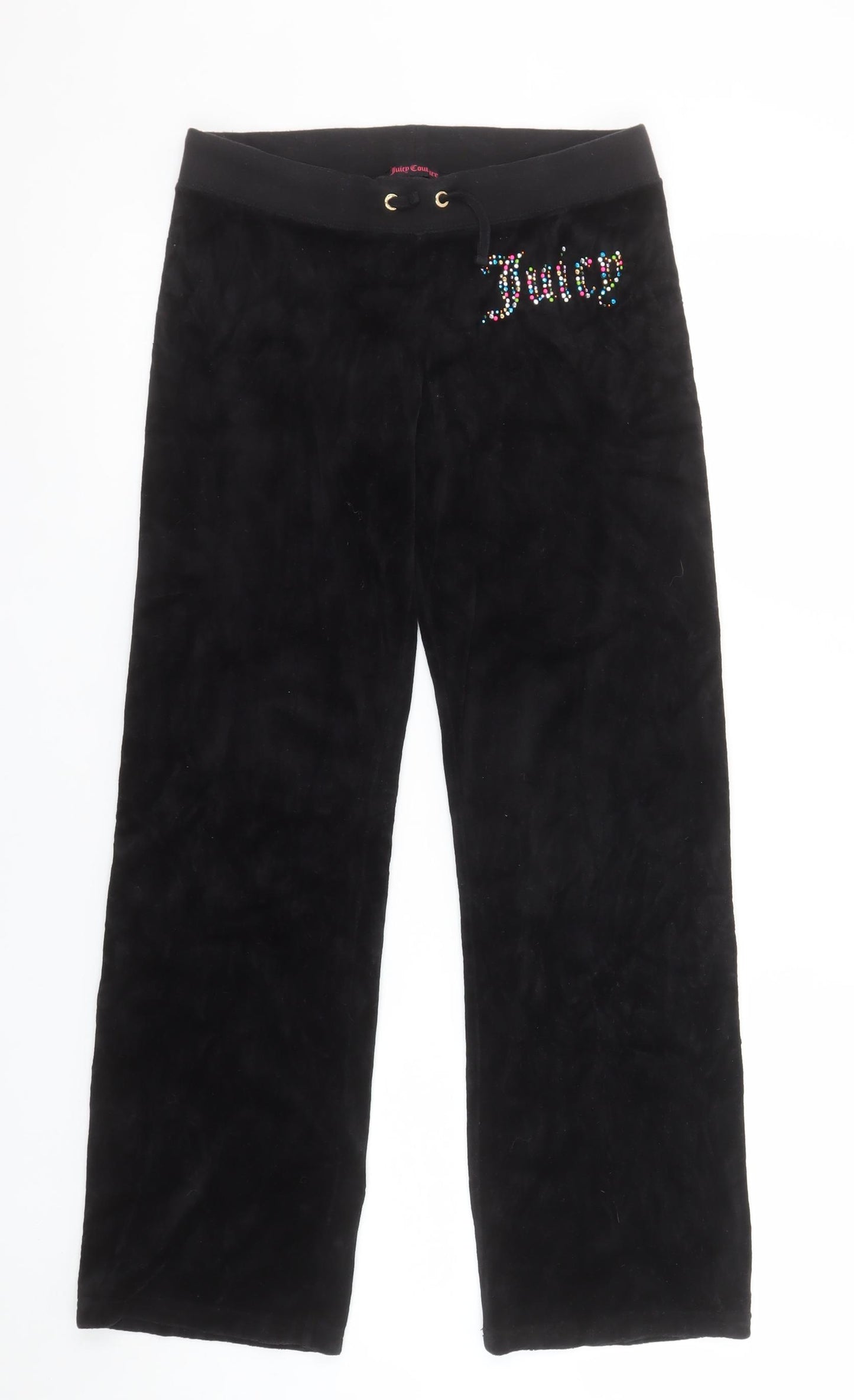 Juicy Couture Girls Black Velour Sweatpants Size 14 Drawstring Waist