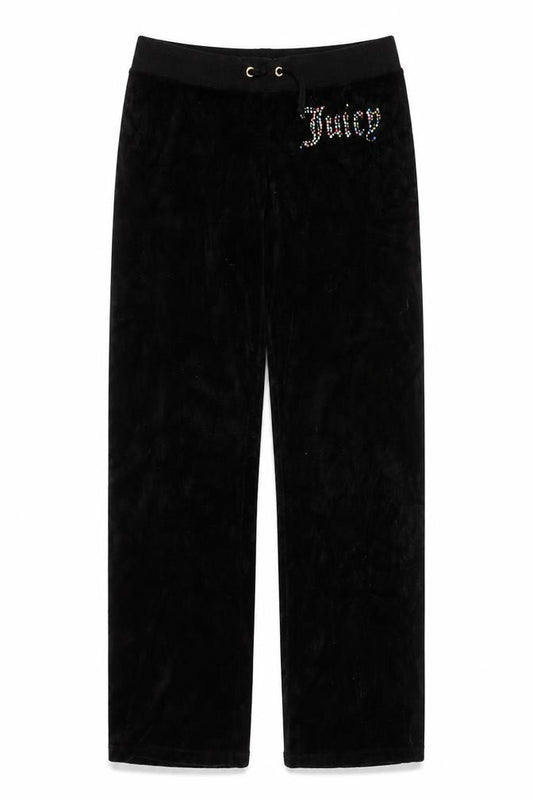Juicy Couture Girls Black Velour Sweatpants Size 14 Drawstring Waist
