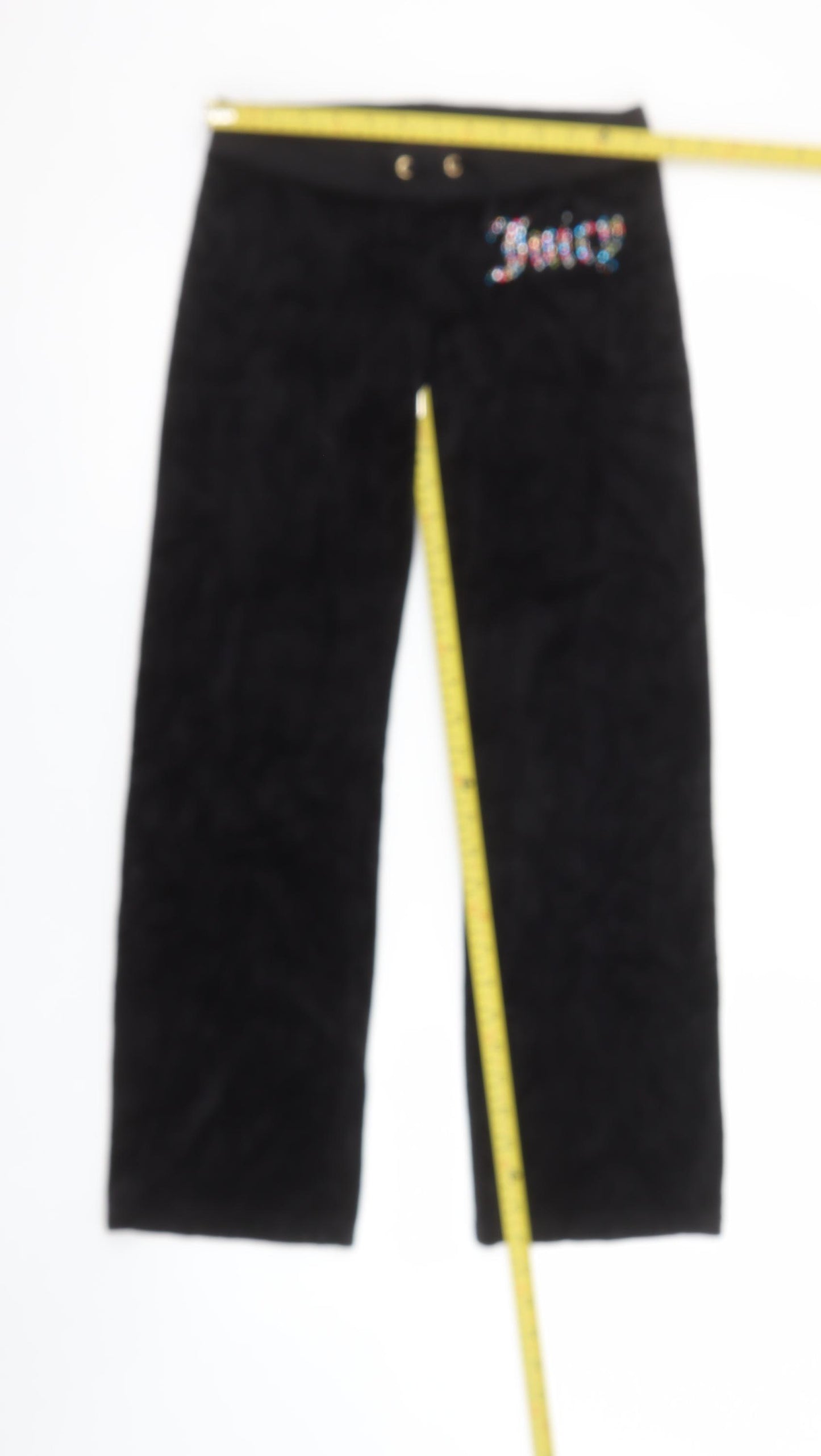 Juicy Couture Girls Black Velour Sweatpants Size 14 Drawstring Waist