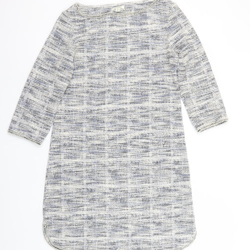 Max Studio Women’s Grey Shift Dress M Woven 3/4 Sleeve Boat Neck