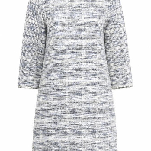Max Studio Women’s Grey Shift Dress M Woven 3/4 Sleeve Boat Neck
