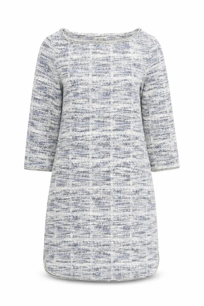 Max Studio Women’s Grey Shift Dress M Woven 3/4 Sleeve Boat Neck
