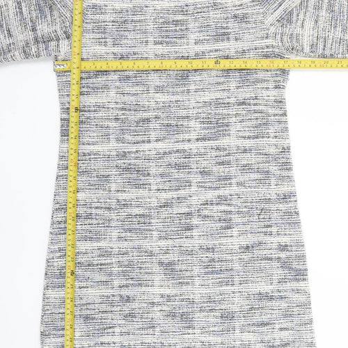 Max Studio Women’s Grey Shift Dress M Woven 3/4 Sleeve Boat Neck