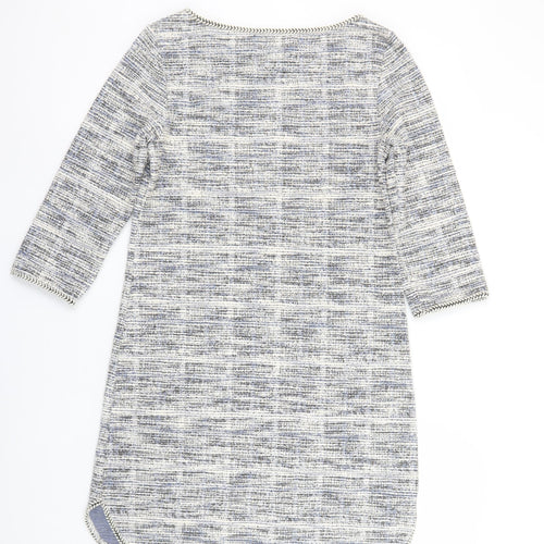 Max Studio Women’s Grey Shift Dress M Woven 3/4 Sleeve Boat Neck