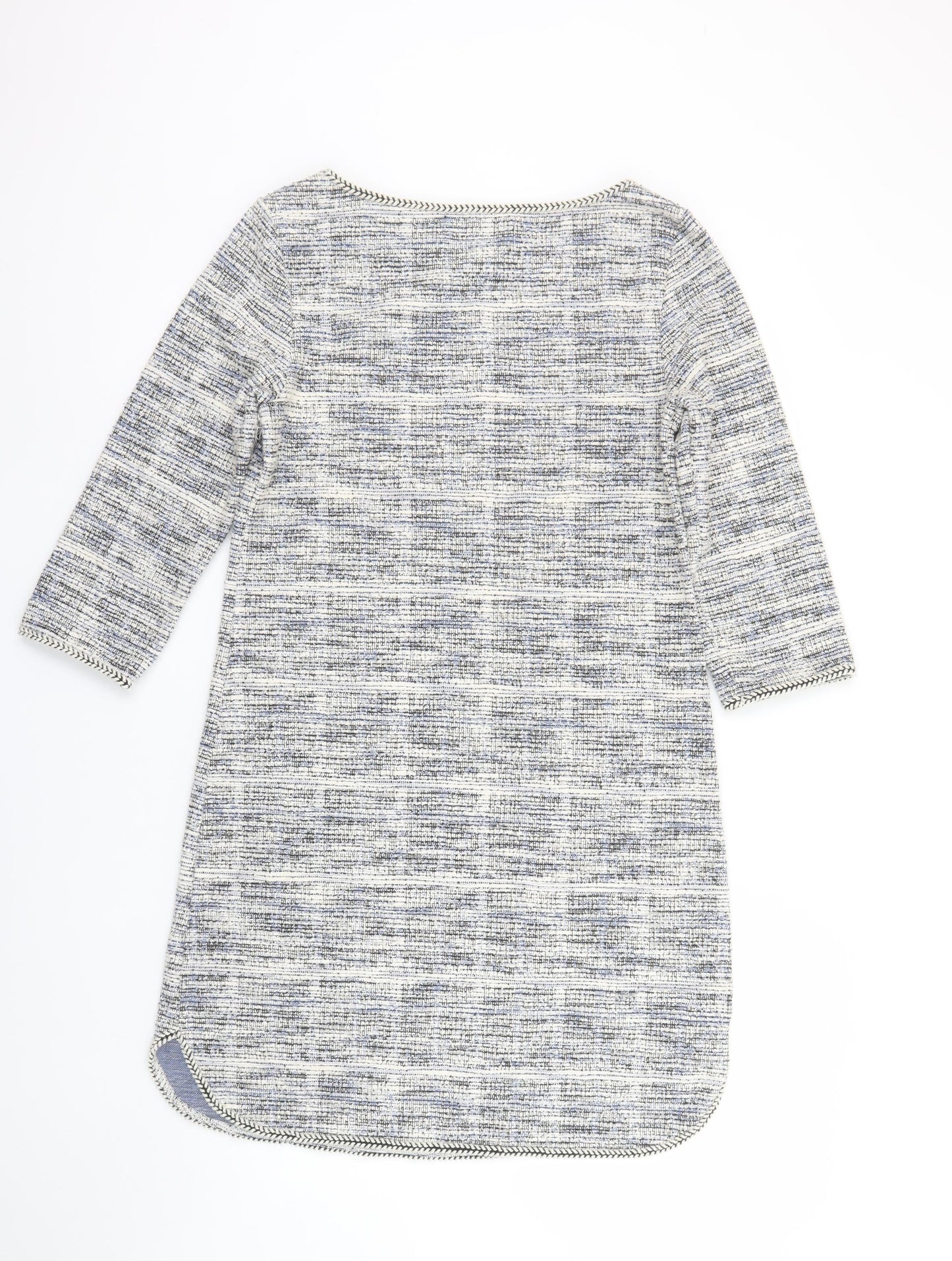 Max Studio Women’s Grey Shift Dress M Woven 3/4 Sleeve Boat Neck