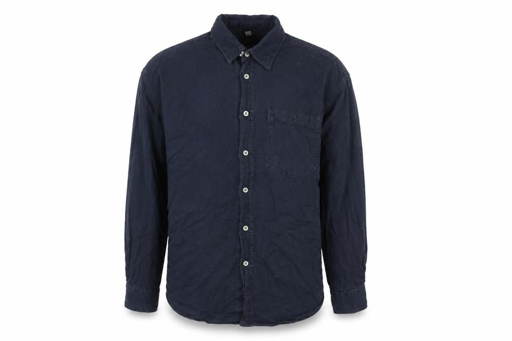 Front view of MAYNE Men’s Blue Cotton Long Sleeve Button-Up Shirt XL