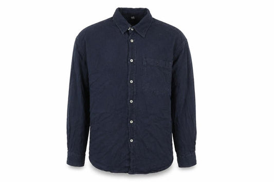 Front view of MAYNE Men’s Blue Cotton Long Sleeve Button-Up Shirt XL