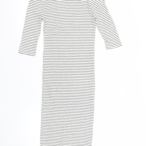 Marks and Spencer Women’s Ivory Striped Bodycon Midi Dress Size 6