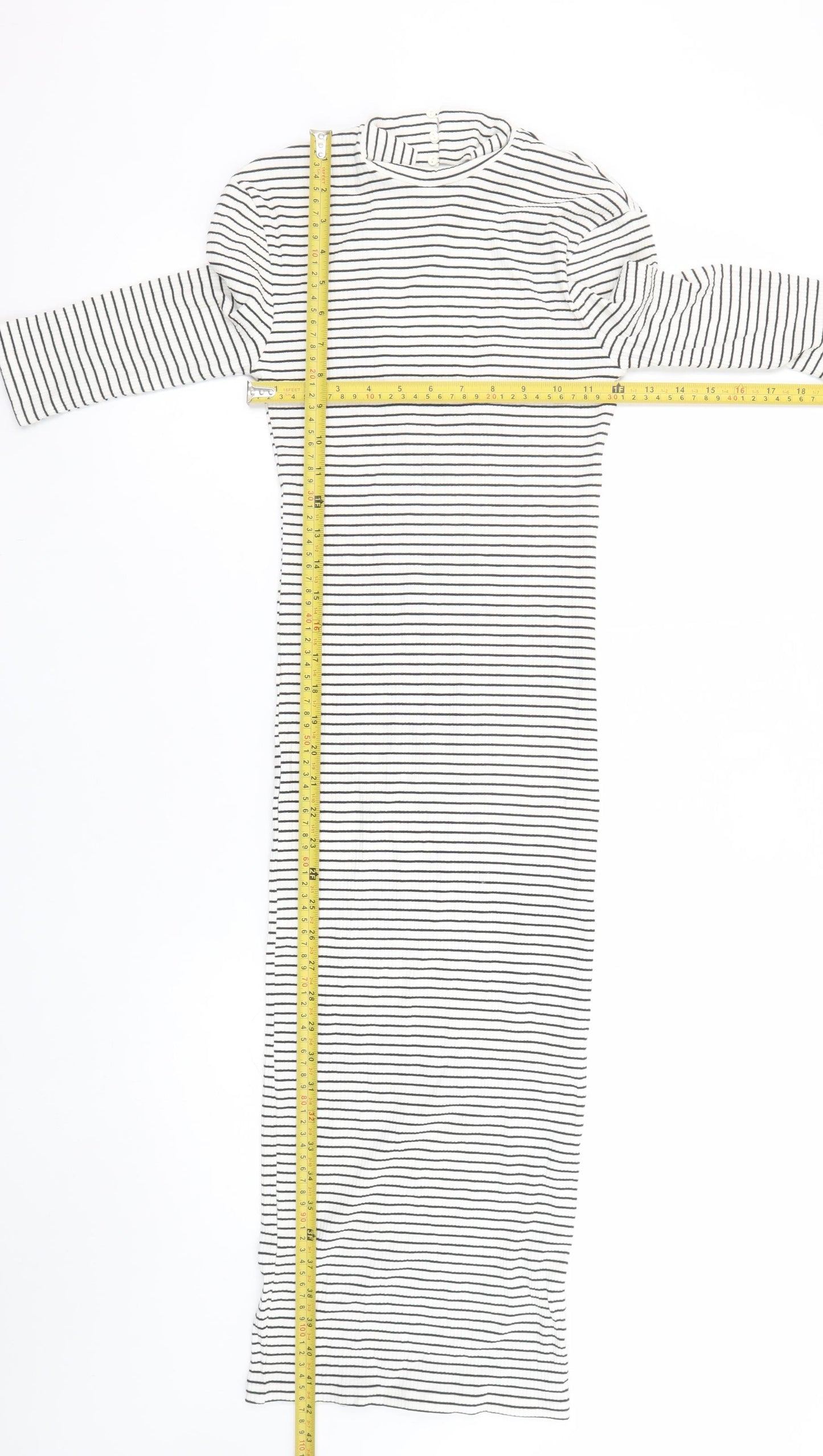 Marks and Spencer Women’s Ivory Striped Bodycon Midi Dress Size 6