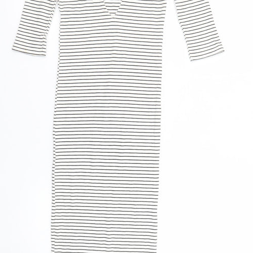 Marks and Spencer Women’s Ivory Striped Bodycon Midi Dress Size 6