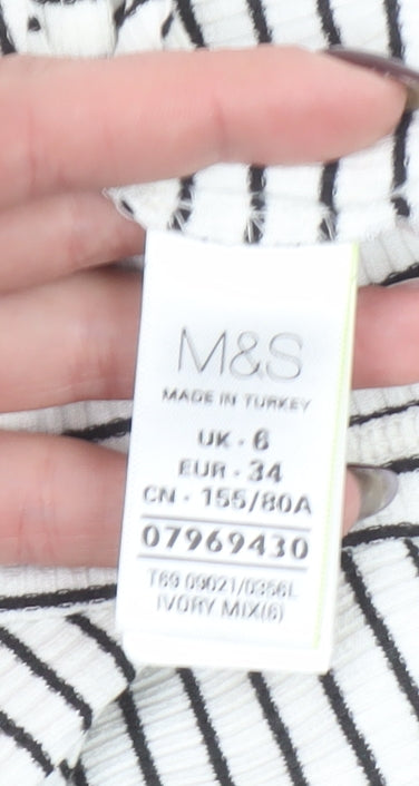 Marks and Spencer Women’s Ivory Striped Bodycon Midi Dress Size 6