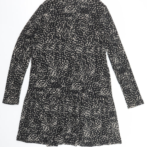 River Island Women's Black Animal Print Long Sleeve Shift Dress Size 16
