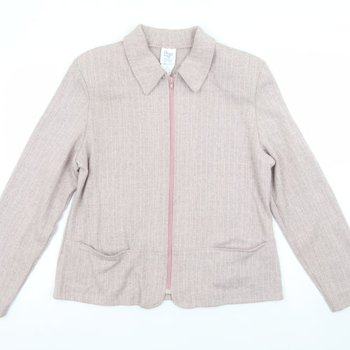 Weekenders Womens Beige Zip Up Blazer Jacket M Regular Fit Casual
