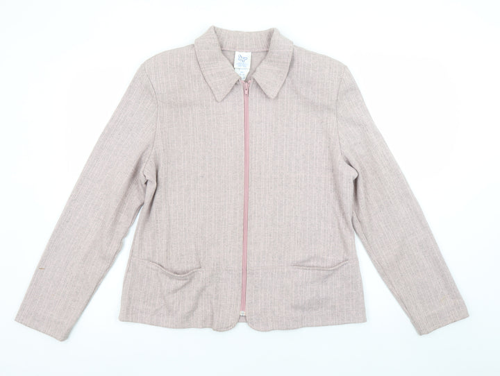 Weekenders Womens Beige Zip Up Blazer Jacket M Regular Fit Casual