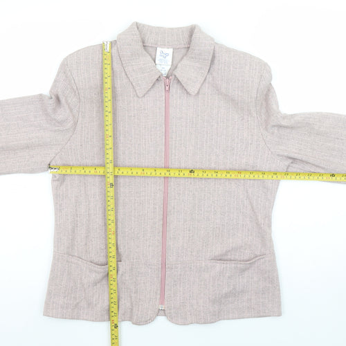 Weekenders Womens Beige Zip Up Blazer Jacket M Regular Fit Casual