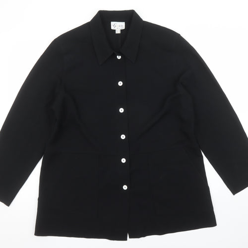 Gold by Michael K Women's Black Button-Up Shirt UK 16 Classic Style
