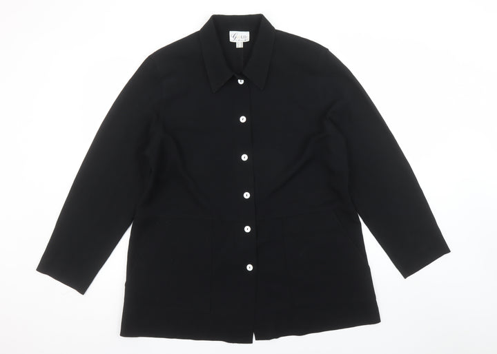 Gold by Michael K Women's Black Button-Up Shirt UK 16 Classic Style