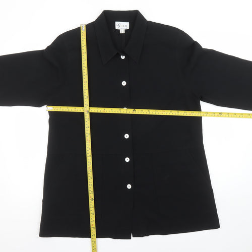Gold by Michael K Women's Black Button-Up Shirt UK 16 Classic Style