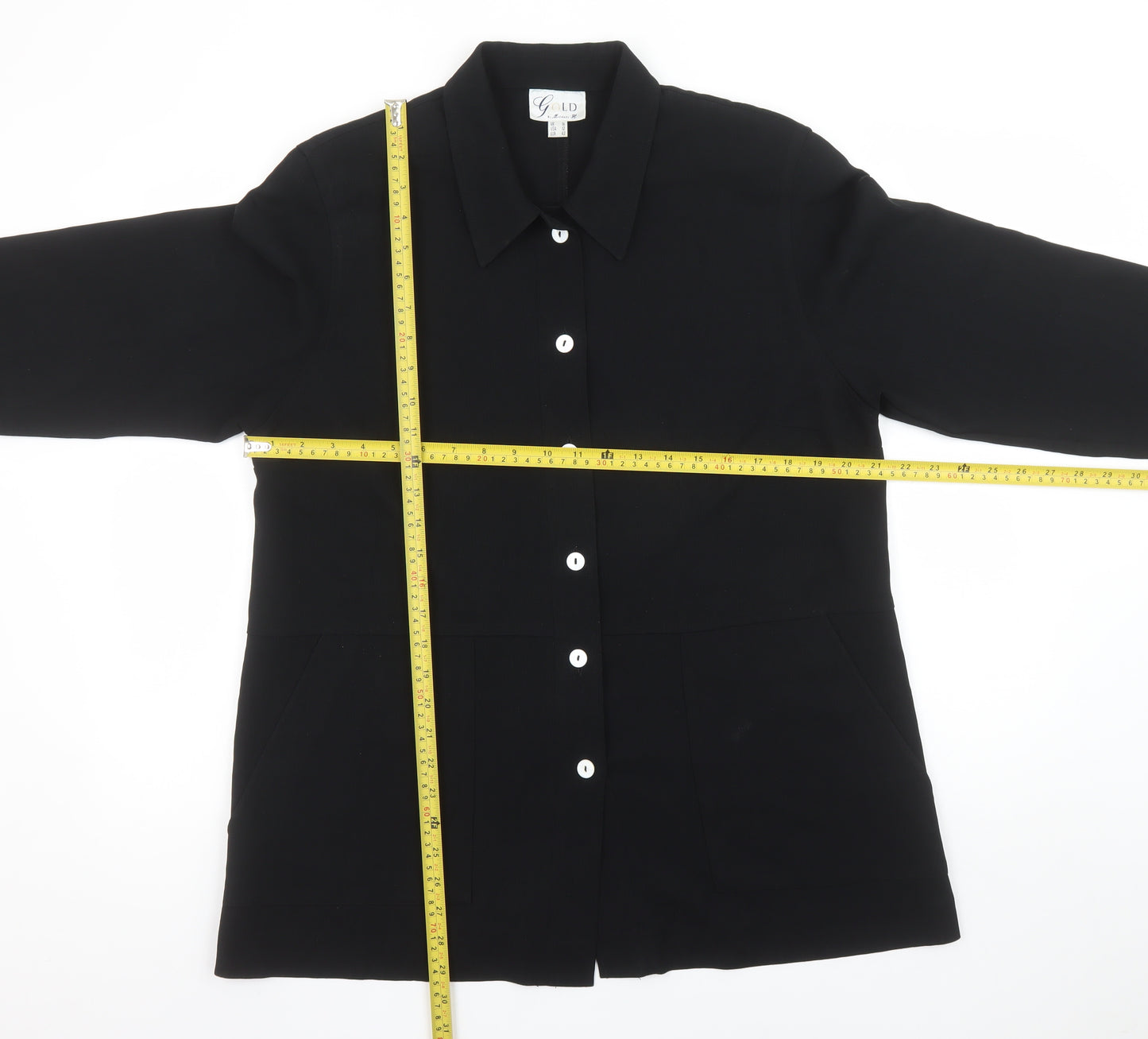 Gold by Michael K Women's Black Button-Up Shirt UK 16 Classic Style