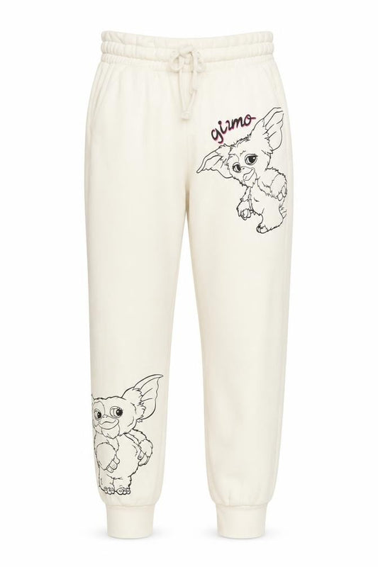 Front view of Gremlins girls’ ivory gizmo jogger trousers 134cm cotton blend fleece