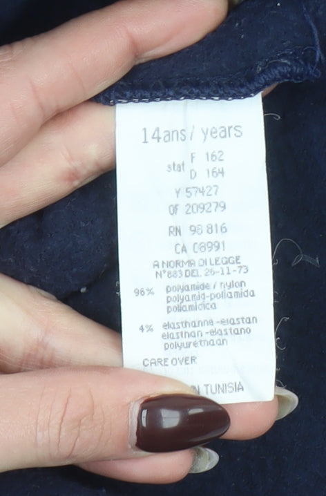 DKNY Girls Blue 14 Years Fleece High Neck Pullover Sweatshirt