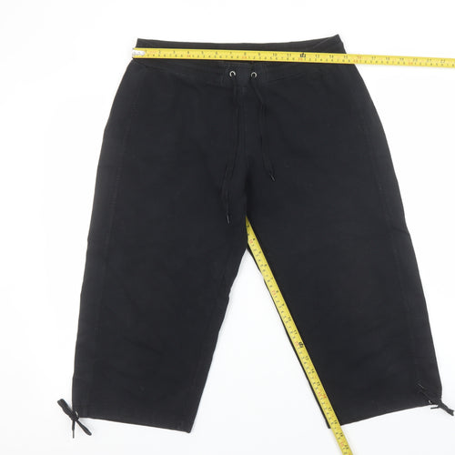 Olympus Womens Black Cotton Capri Activewear Trousers Size 12