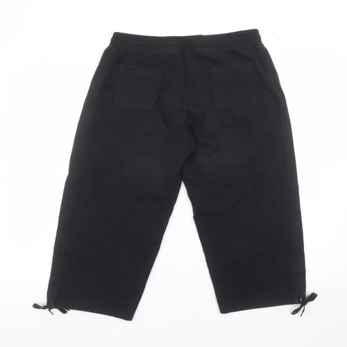 Olympus Womens Black Cotton Capri Activewear Trousers Size 12