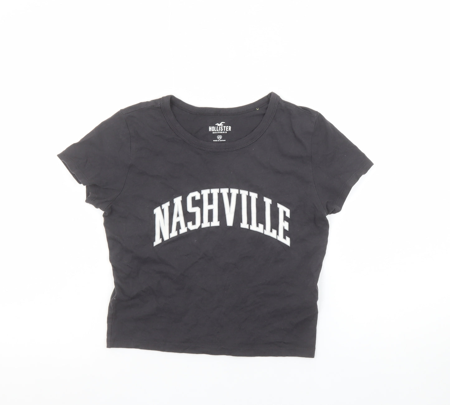 Hollister Womens Black Cropped Nashville T-Shirt XS