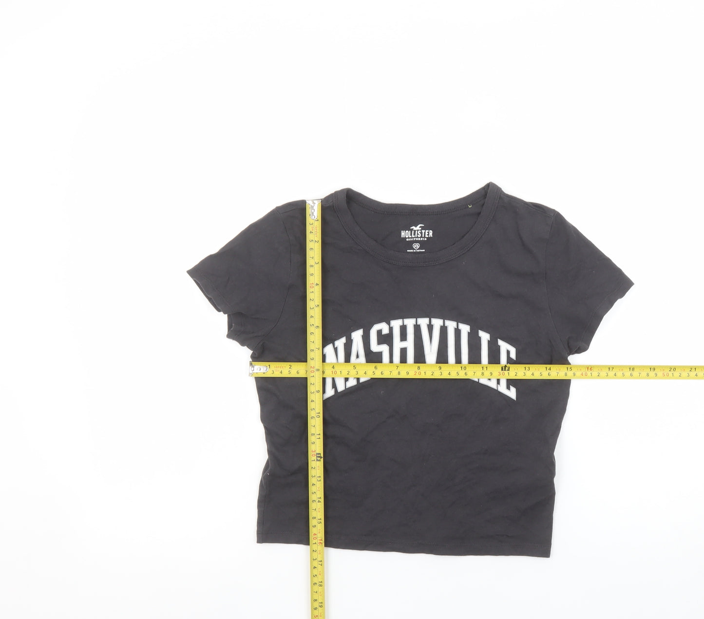 Hollister Womens Black Cropped Nashville T-Shirt XS