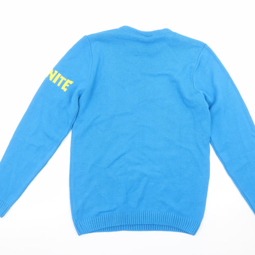 Fortnite Boys Blue Llama Graphic Knit Jumper YL 14 Years Pullover Sweater