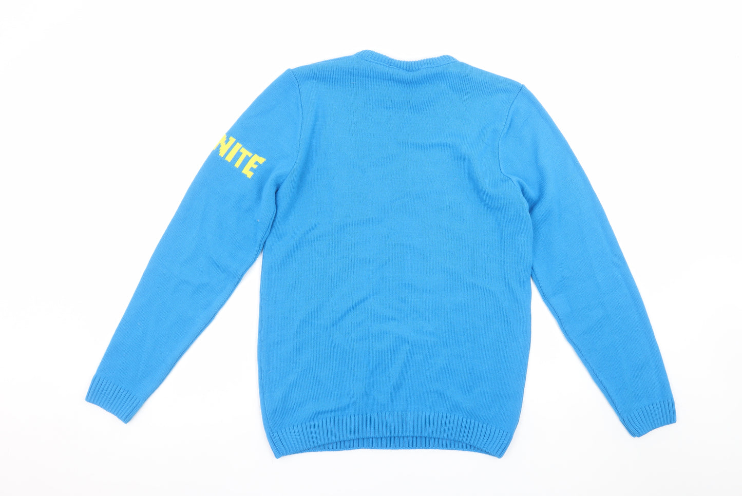 Fortnite Boys Blue Llama Graphic Knit Jumper YL 14 Years Pullover Sweater