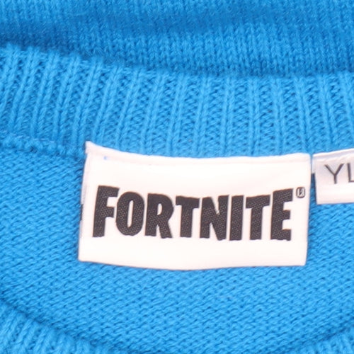 Fortnite Boys Blue Llama Graphic Knit Jumper YL 14 Years Pullover Sweater
