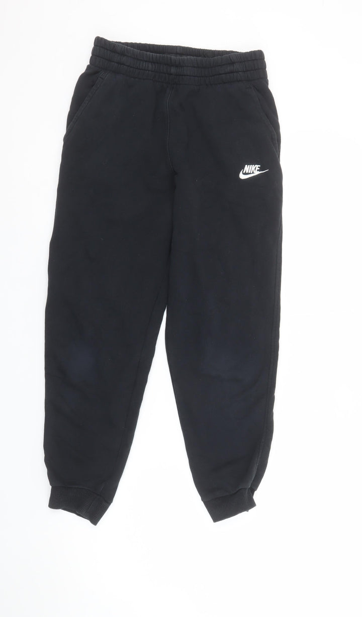 Nike Boys Black Jogger Sweatpants L 147-158cm Cotton Fleece Casual Sportswear