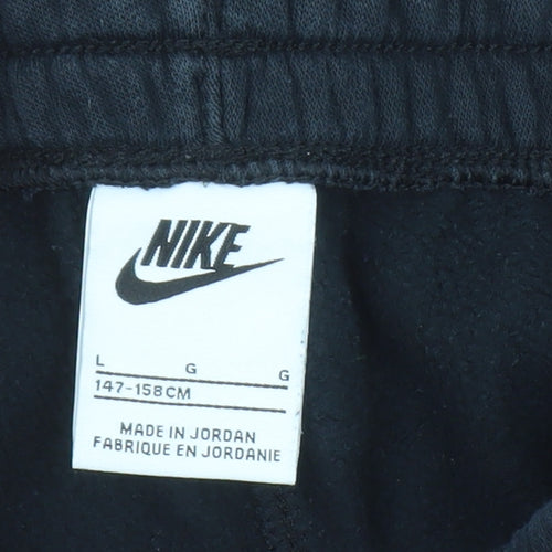 Nike Boys Black Jogger Sweatpants L 147-158cm Cotton Fleece Casual Sportswear