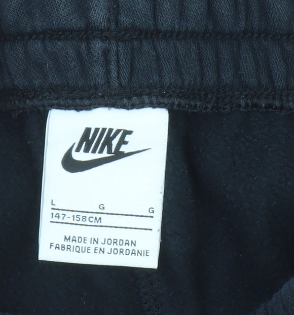 Nike Boys Black Jogger Sweatpants L 147-158cm Cotton Fleece Casual Sportswear