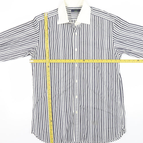 Ted Baker Men's Blue White Striped Slim Fit 15.5 Inch Formal Shirt