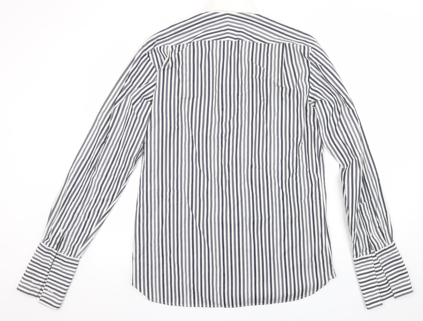 Ted Baker Men's Blue White Striped Slim Fit 15.5 Inch Formal Shirt