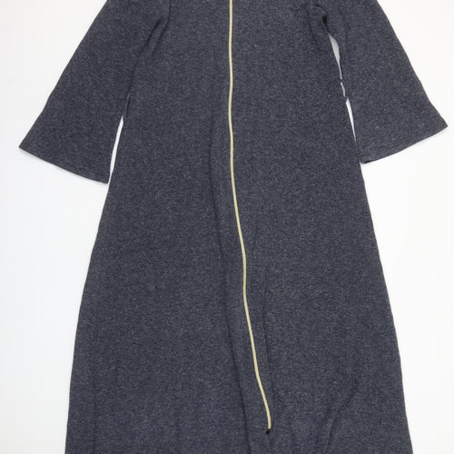 Dilber Tesettür Women Blue Maxi Knit Zip Long Sleeve Dress Size 10