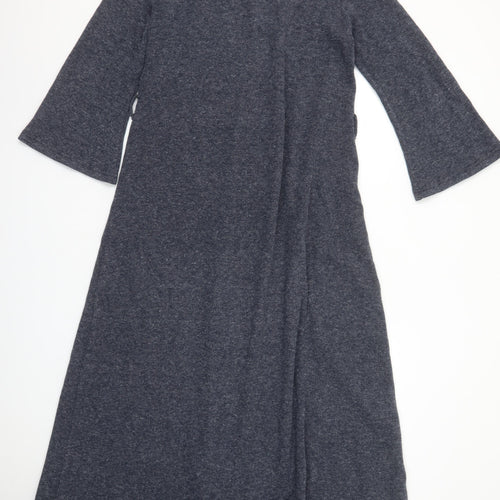 Dilber Tesettür Women Blue Maxi Knit Zip Long Sleeve Dress Size 10
