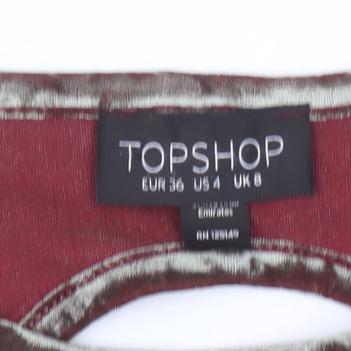 Topshop Women’s Brown Crushed Velvet Fit & Flare Dress UK 8