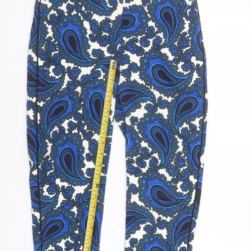 Topshop Womens Blue Paisley Slim Cropped Trousers Size 10