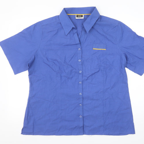 Simon Jersey Women's Blue Short Sleeve Collared Button-Up Work Shirt Size 20