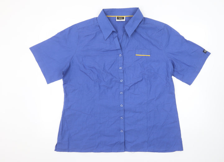 Simon Jersey Women's Blue Short Sleeve Collared Button-Up Work Shirt Size 20