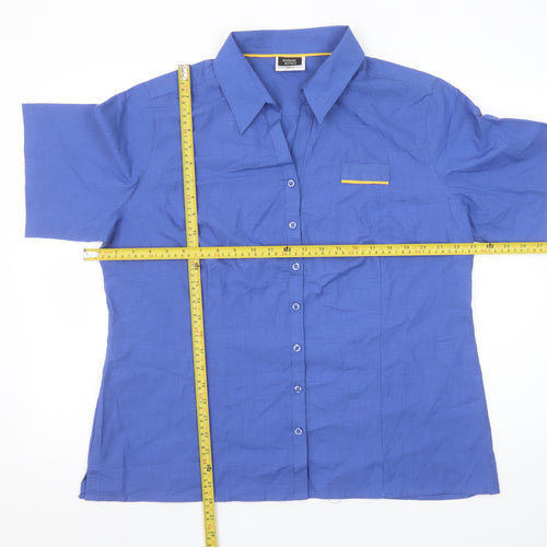 Simon Jersey Women's Blue Short Sleeve Collared Button-Up Work Shirt Size 20