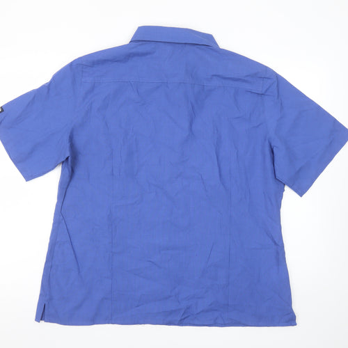 Simon Jersey Women's Blue Short Sleeve Collared Button-Up Work Shirt Size 20