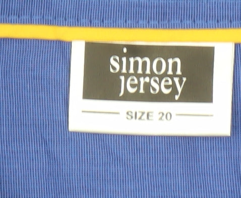 Simon Jersey Women's Blue Short Sleeve Collared Button-Up Work Shirt Size 20